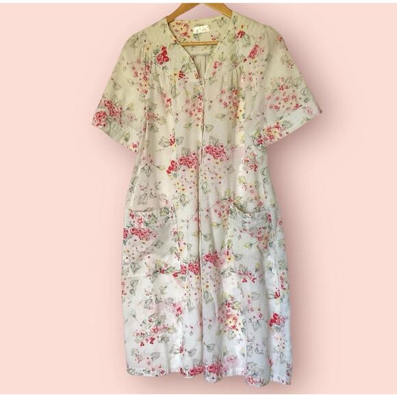 Vintage Fundamentals Cottagecore Floral Nightgown Dress Shabby Large Pearl Snap - Picture 1 of 10